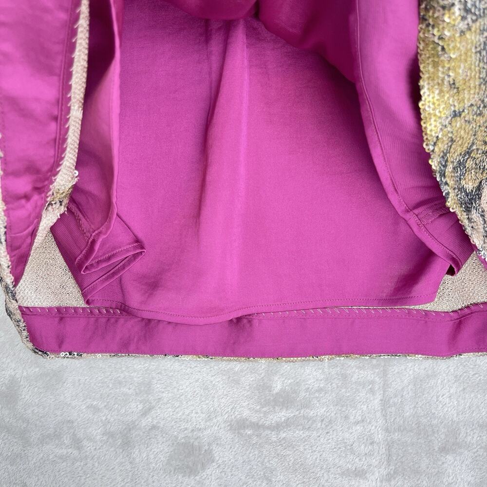 Anthropologie Marie Floral Sequin Top Pink Size 2 Puff Slve Night Luxe Coquette - Picture 7 of 14